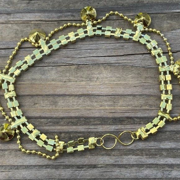 Women Anklet set of 2 Gold Tone Fashion Jewelry Crystal Accents AnkletsANklet - Picture 7 of 13